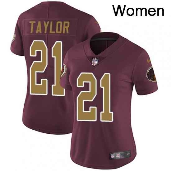Womens Nike Washington Redskins 21 Sean Taylor Elite Burgundy RedGold Number Alternate 80TH Anniversary NFL Jersey